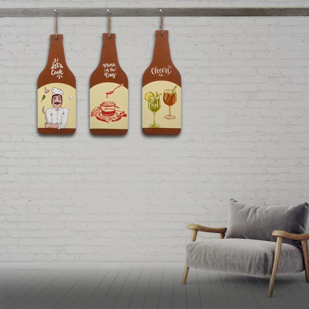 Wooden Bottle Shaped Wall Hangings