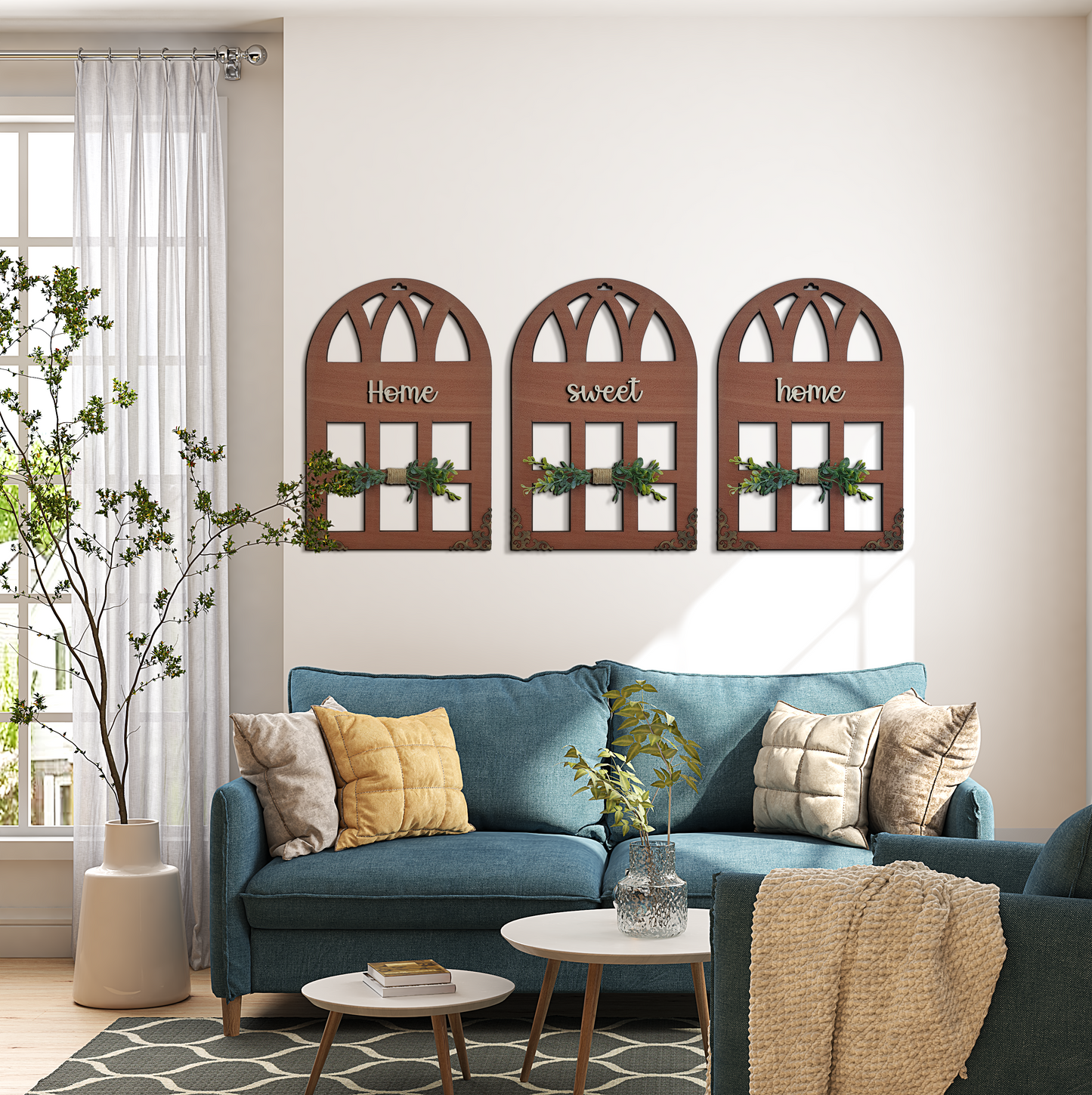 Home Sweet Home Quote Window Wall Art Set of 3