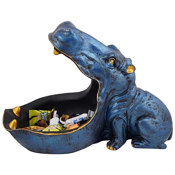 Angry Hippopotamus Mouth Open Face Sculpture for Living Room Home Decor