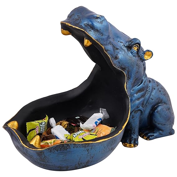 Angry Hippopotamus Mouth Open Face Sculpture for Living Room Home Decor