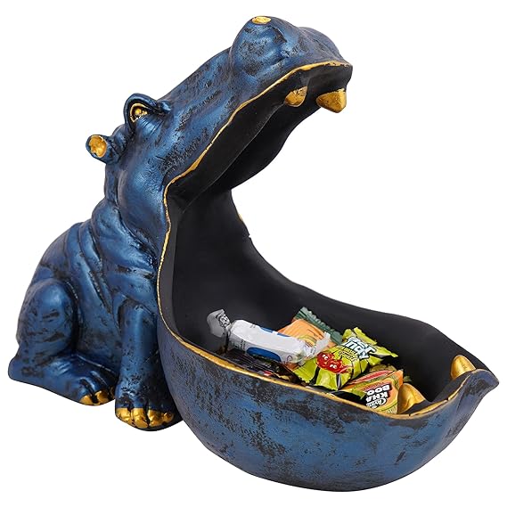 Angry Hippopotamus Mouth Open Face Sculpture for Living Room Home Decor