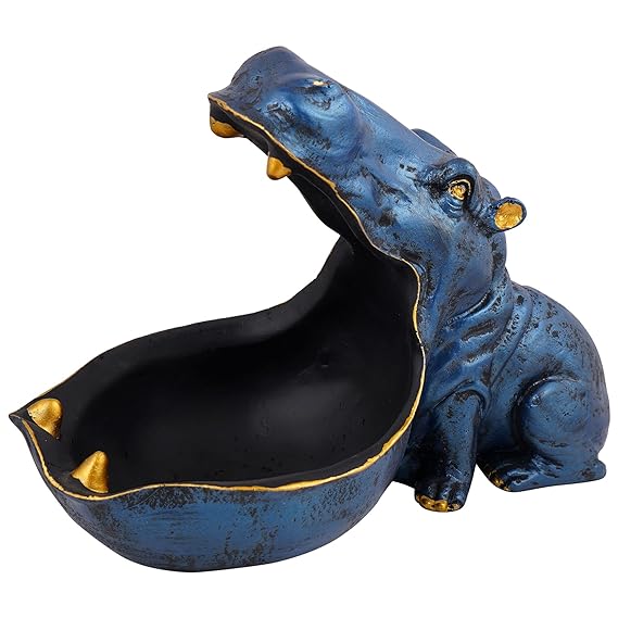 Angry Hippopotamus Mouth Open Face Sculpture for Living Room Home Decor