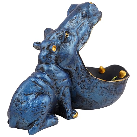 Angry Hippopotamus Mouth Open Face Sculpture for Living Room Home Decor