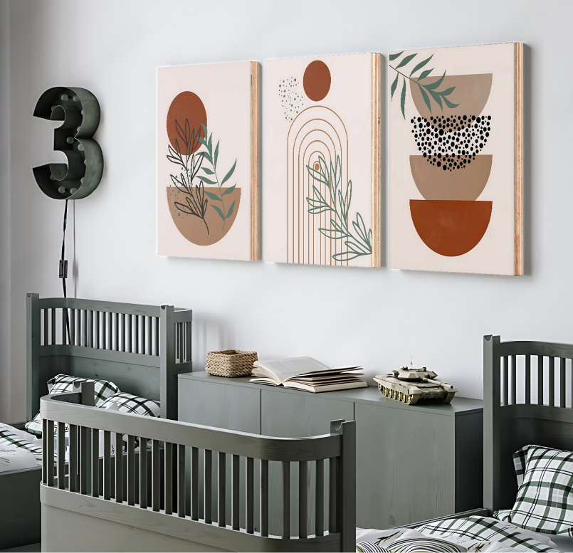Balancing Stone Boho Wood Print Wall Art Set of 3