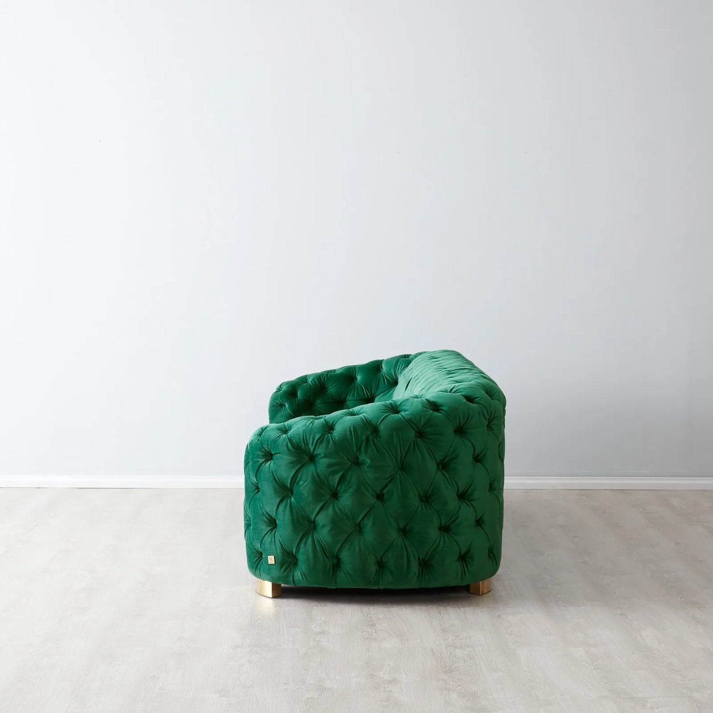 Luxurious Emerald Velvet 2-Seater Sofa - Gold Legs