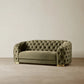 Luxurious Olive Green Velvet 2-Seater Sofa Gold Legs