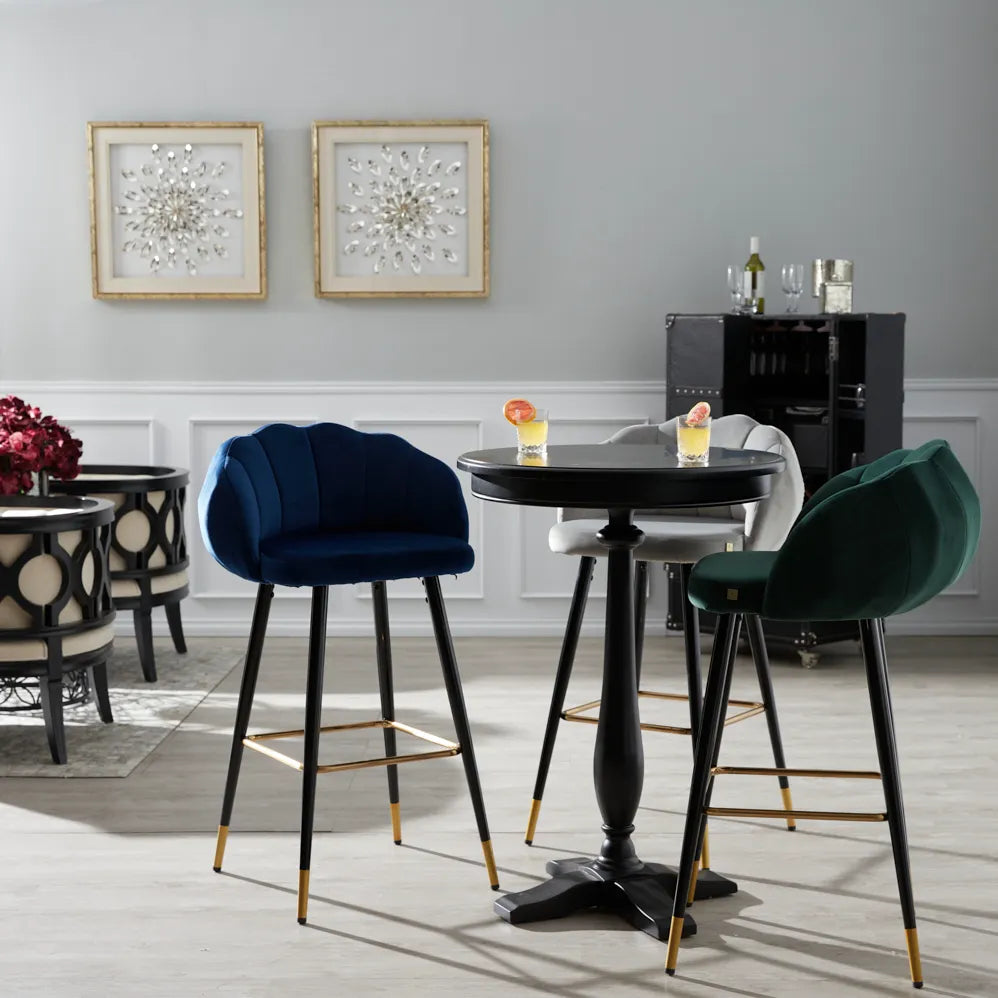 Luxurious Contemporary Velvet Barstool Blue