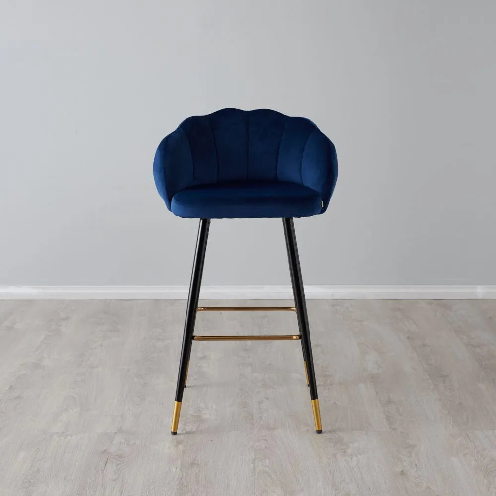 Luxurious Contemporary Velvet Barstool Blue