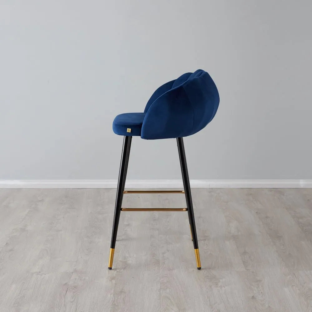 Luxurious Contemporary Velvet Barstool Blue