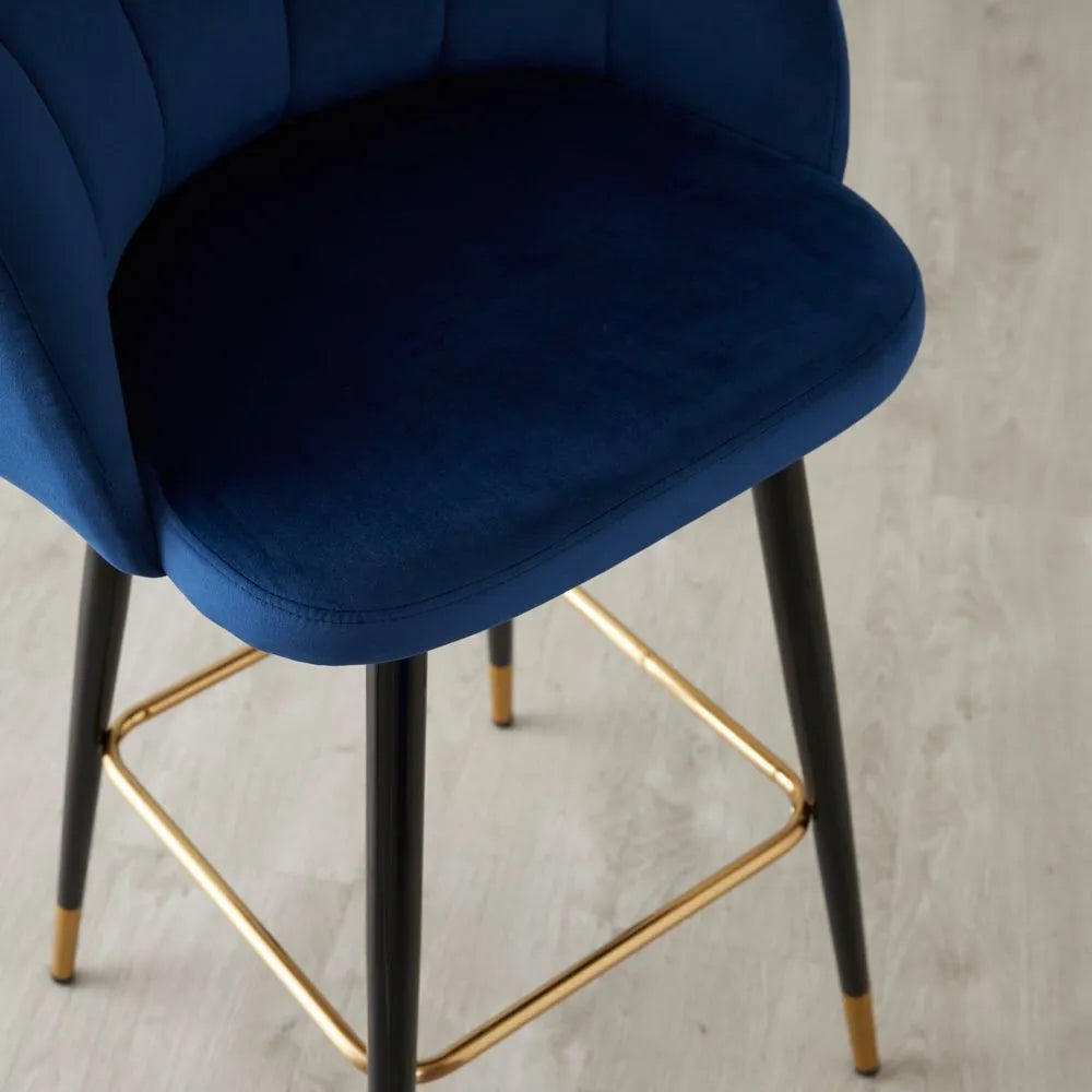 Luxurious Contemporary Velvet Barstool Blue