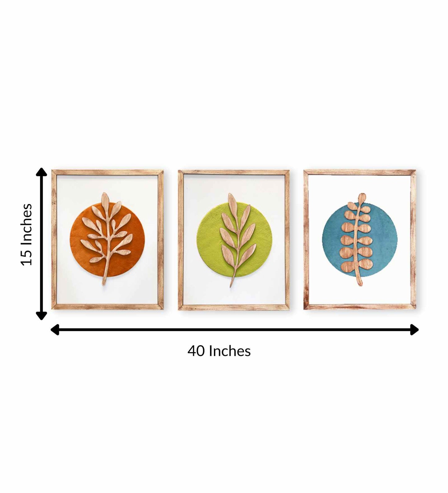 Set of 3 Botanical Modern Wooden Wall Arts 16 Inches x 40 Inches