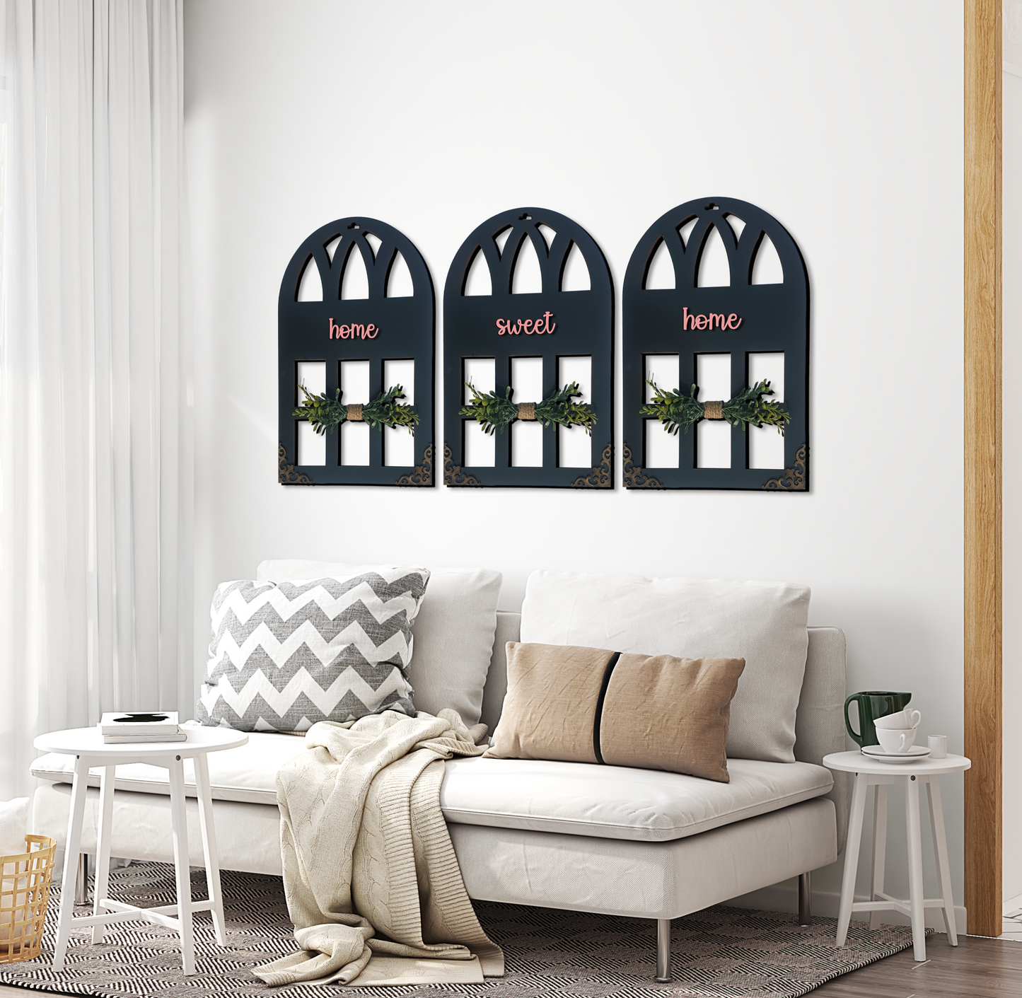 Home Sweet Home Quote Window Wall Art Set of 3