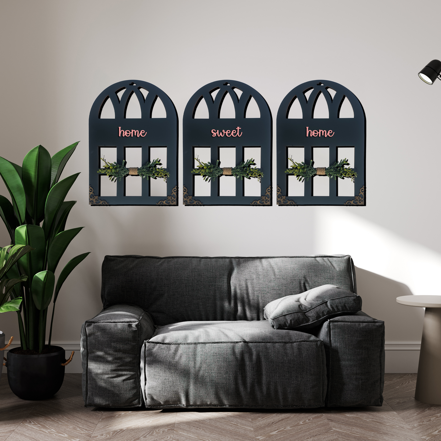 Home Sweet Home Quote Window Wall Art Set of 3