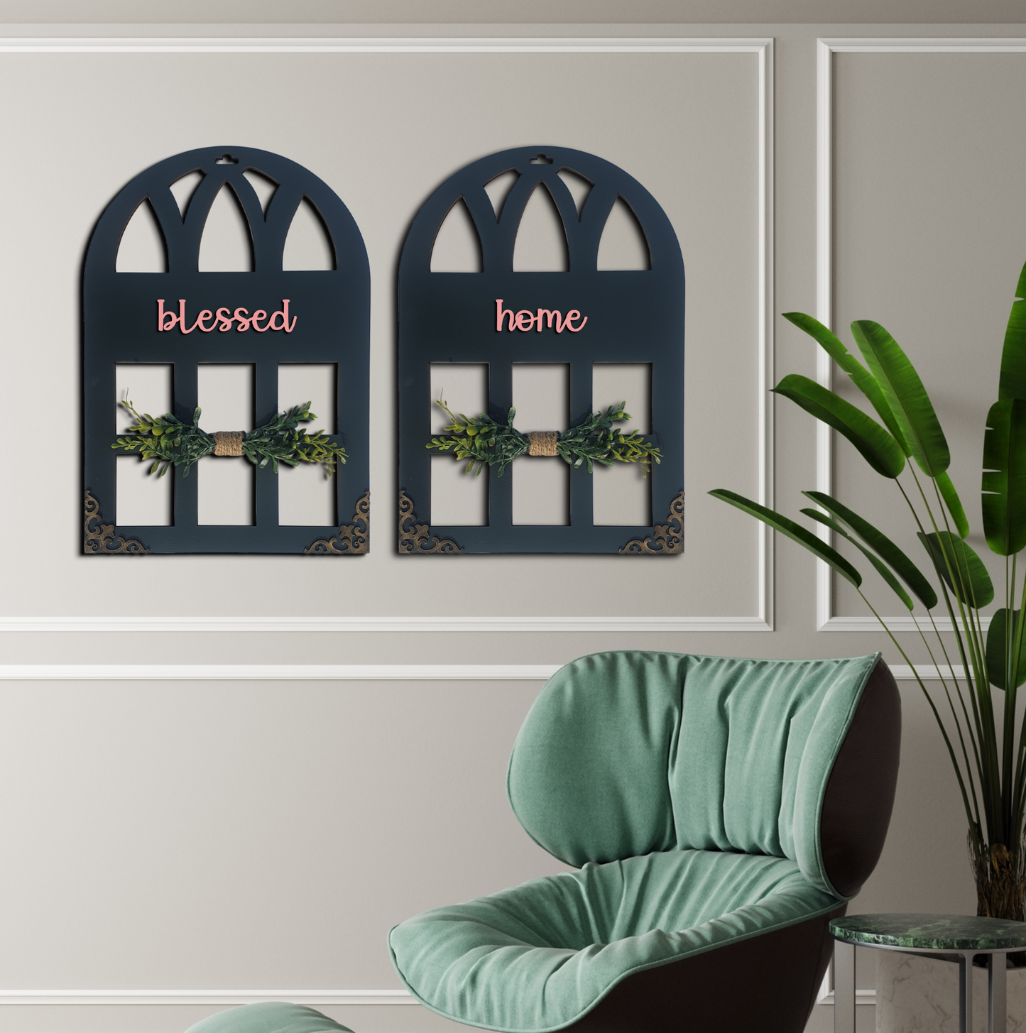 Blessed Home Quote Window Wall Art Set Of 2