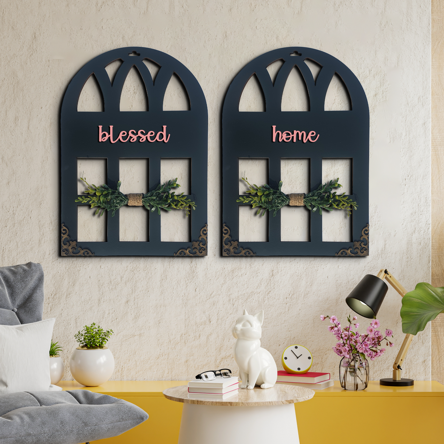 Blessed Home Quote Window Wall Art Set Of 2