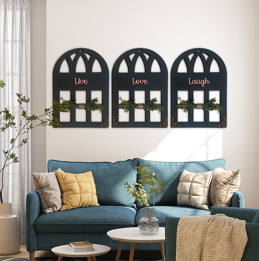 Live Love Laugh Quote Window Wall Art Set of 3