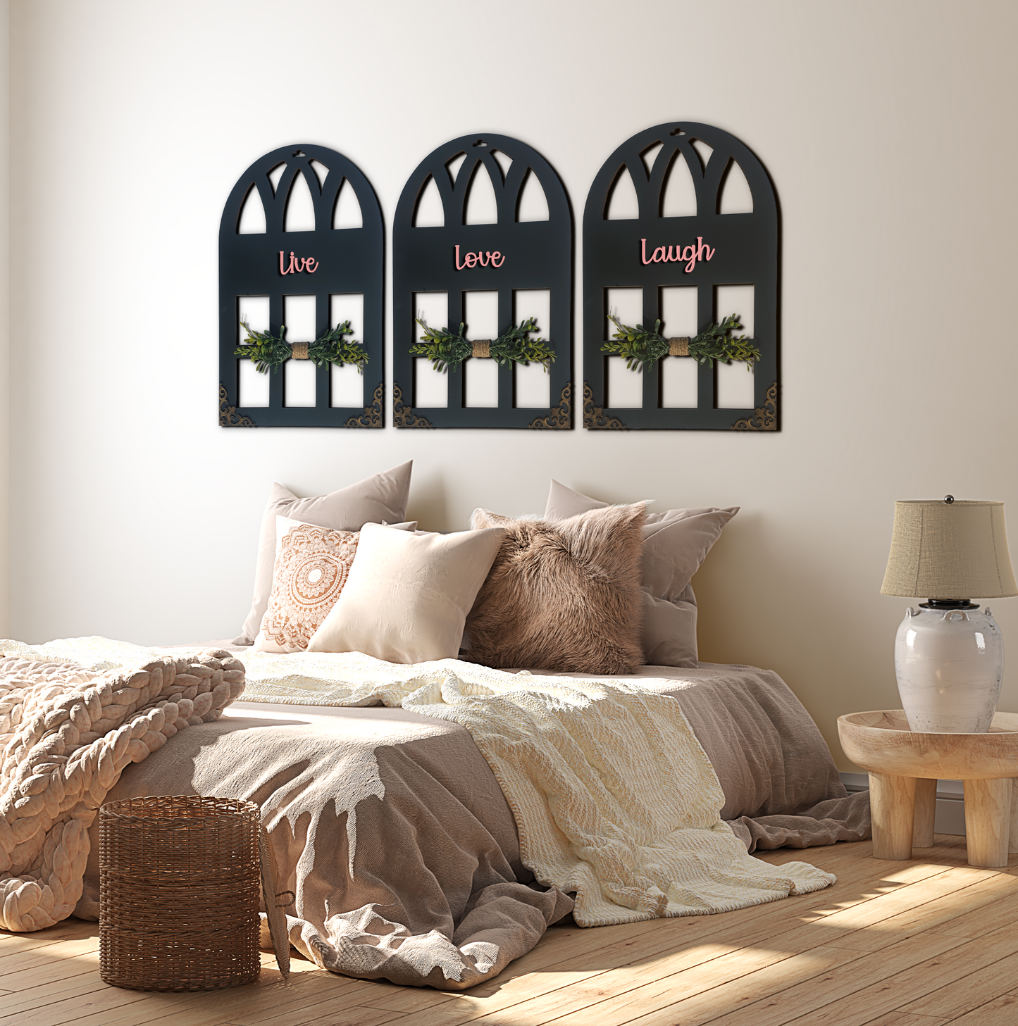 Live Love Laugh Quote Window Wall Art Set of 3