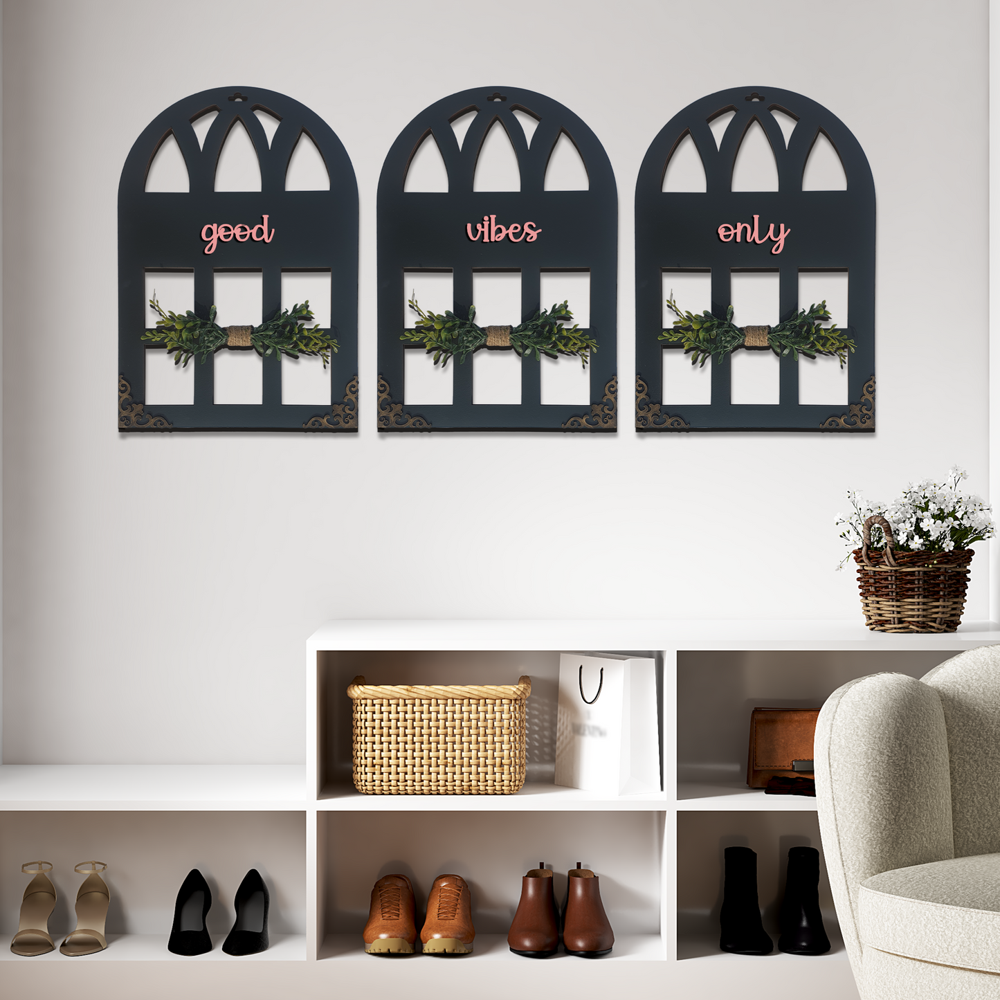 Good Vibes Only Window Wall Art Set of 3