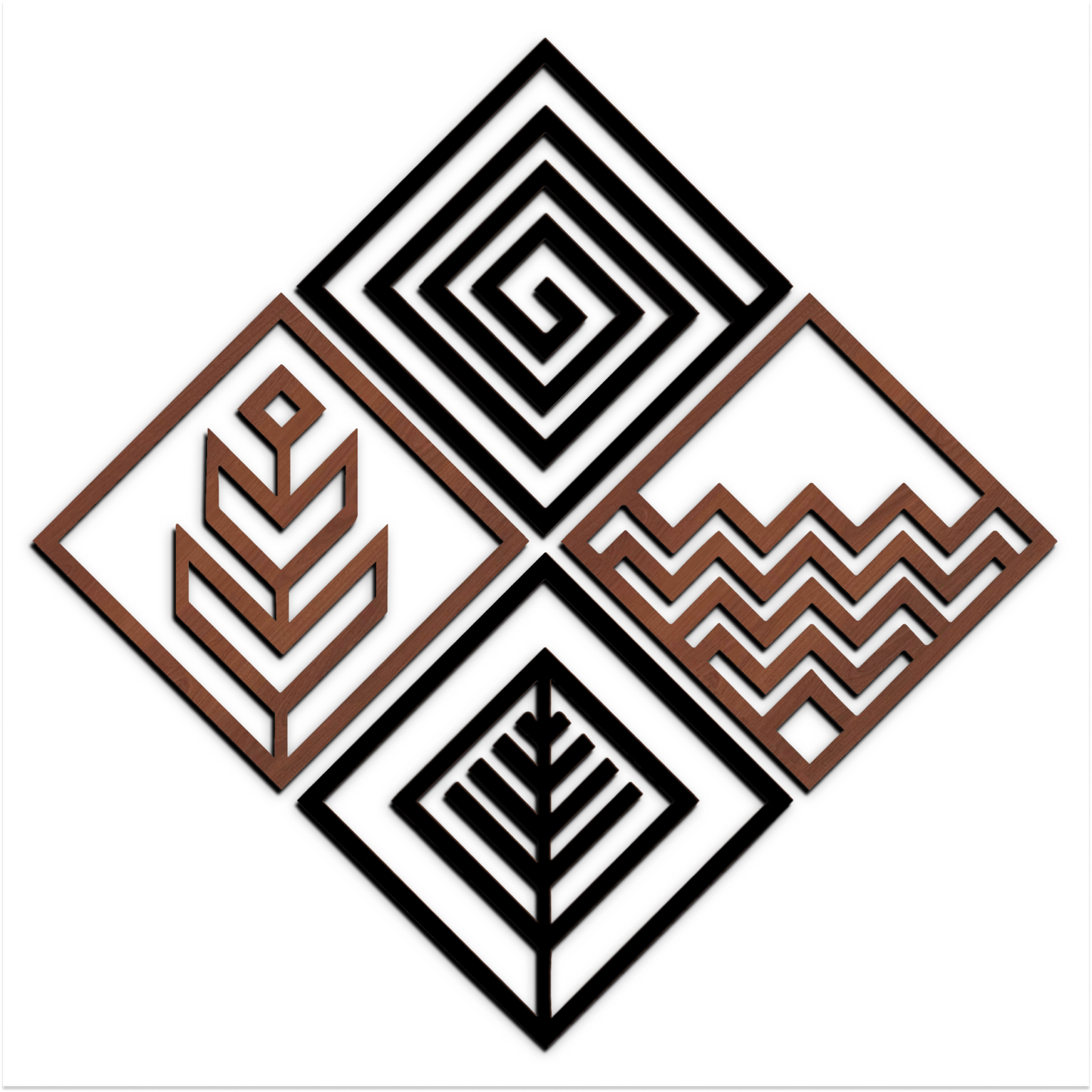 2 in 1 Four Elements Wooden Wall Art Set of 4