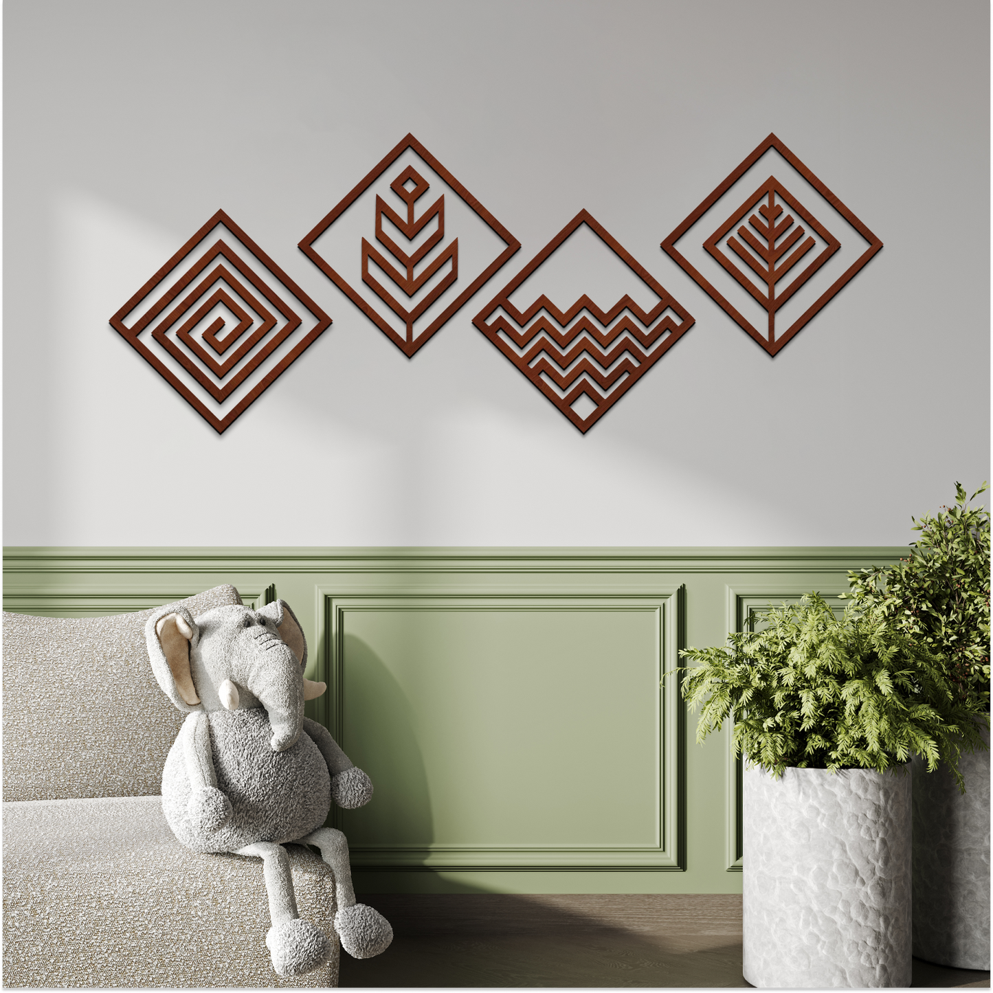 2 in 1 Four Elements Wooden Wall Art Set of 4
