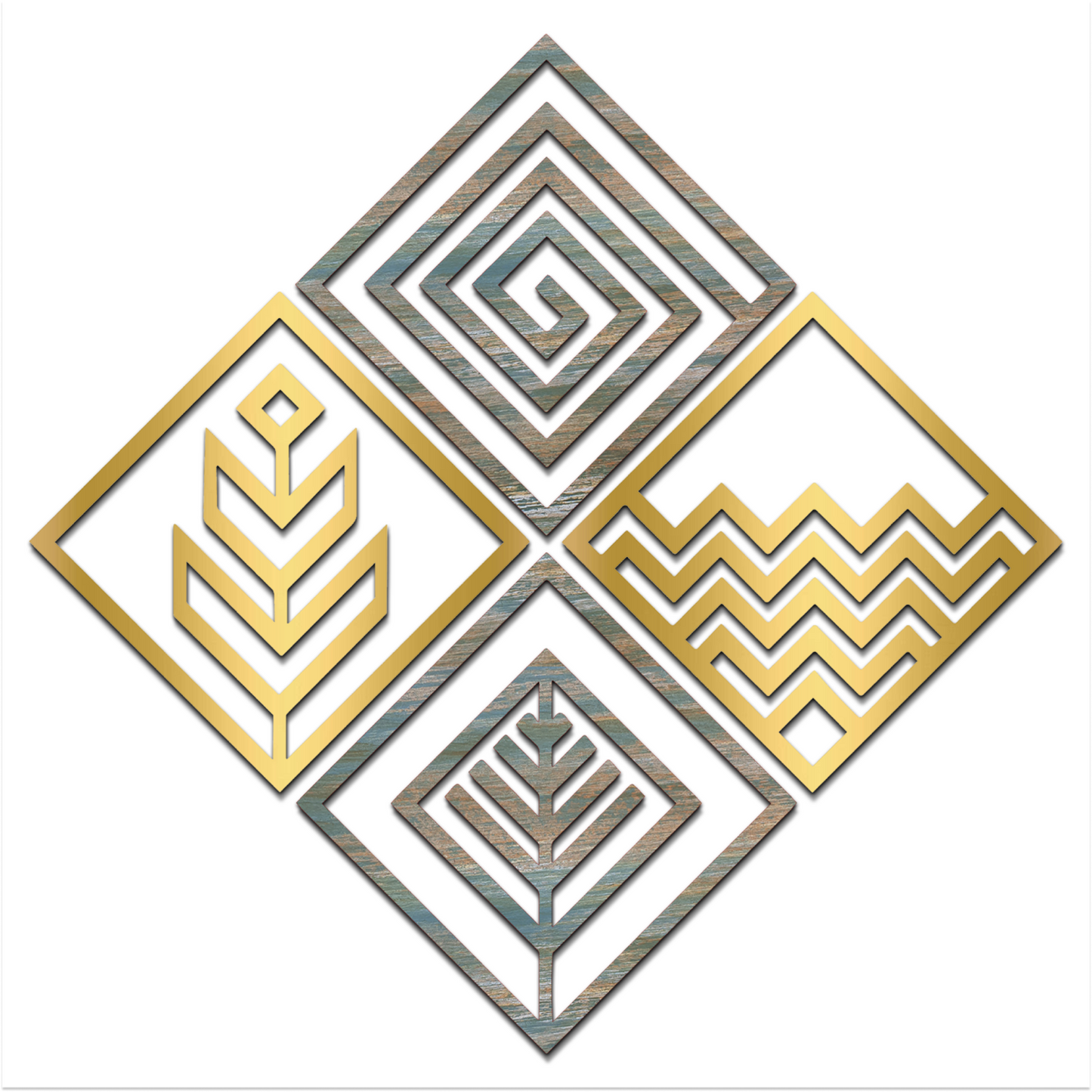 2 in 1 Four Elements Wooden Wall Art Set of 4