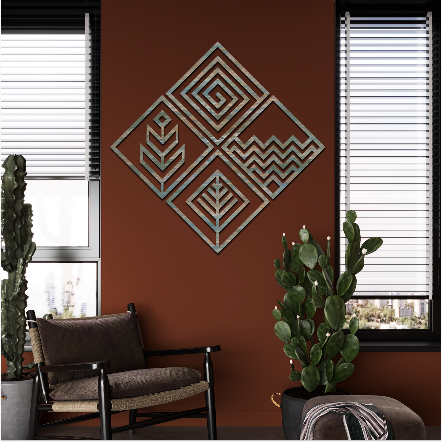 2 in 1 Four Elements Wooden Wall Art Set of 4