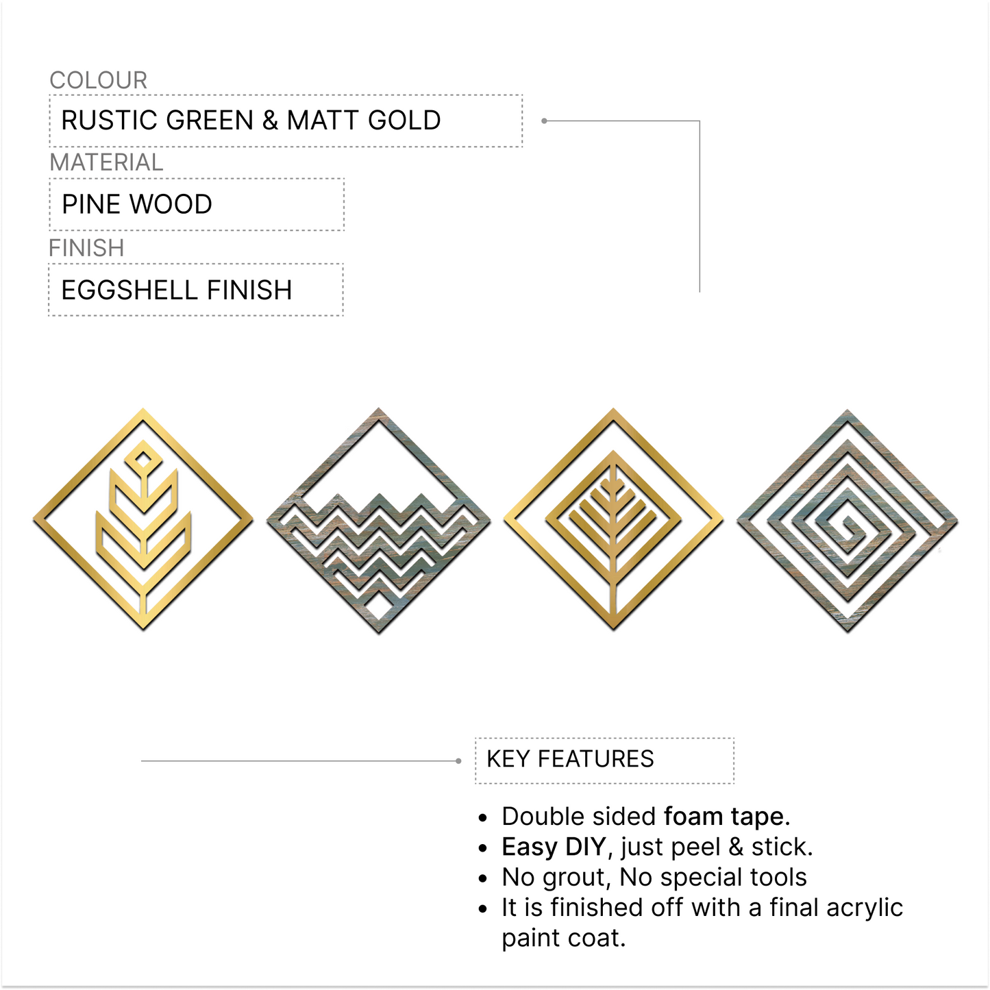 2 in 1 Four Elements Wooden Wall Art Set of 4