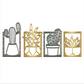 2 in 1 Cactus Wooden Wall Hanging Art Wall Sculpture Set of 4