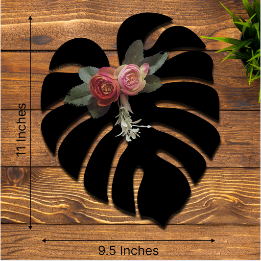 3D Palm Leaf with Roses Wooden Art