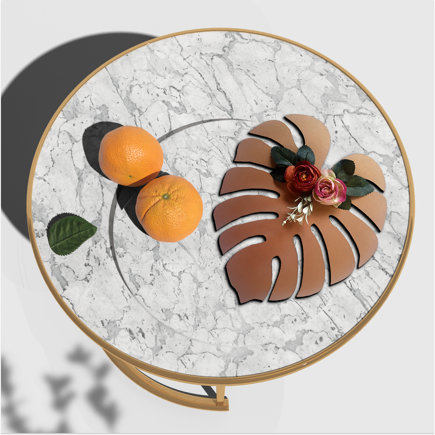 3D Palm Leaf with Roses Wooden Art