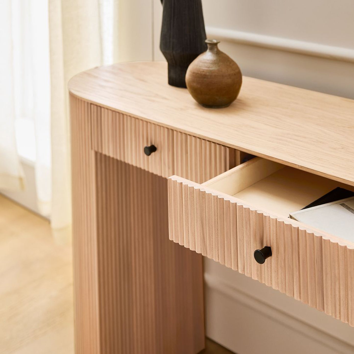 Textured Storage Console Table