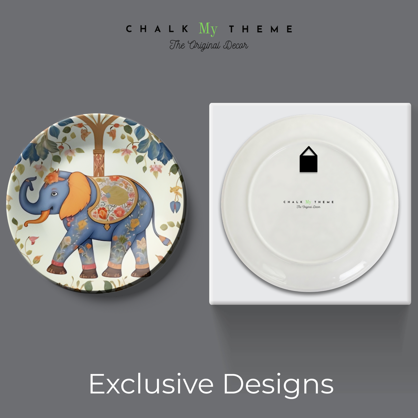 ceramic blue elephant decorative wall plates
