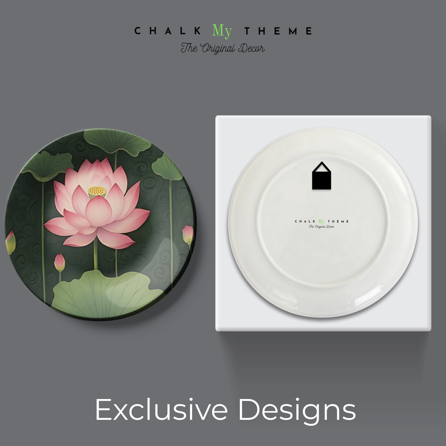 Set of 2 Pink Lotus Wall Plates for Creating a Relaxing Atmosphere 