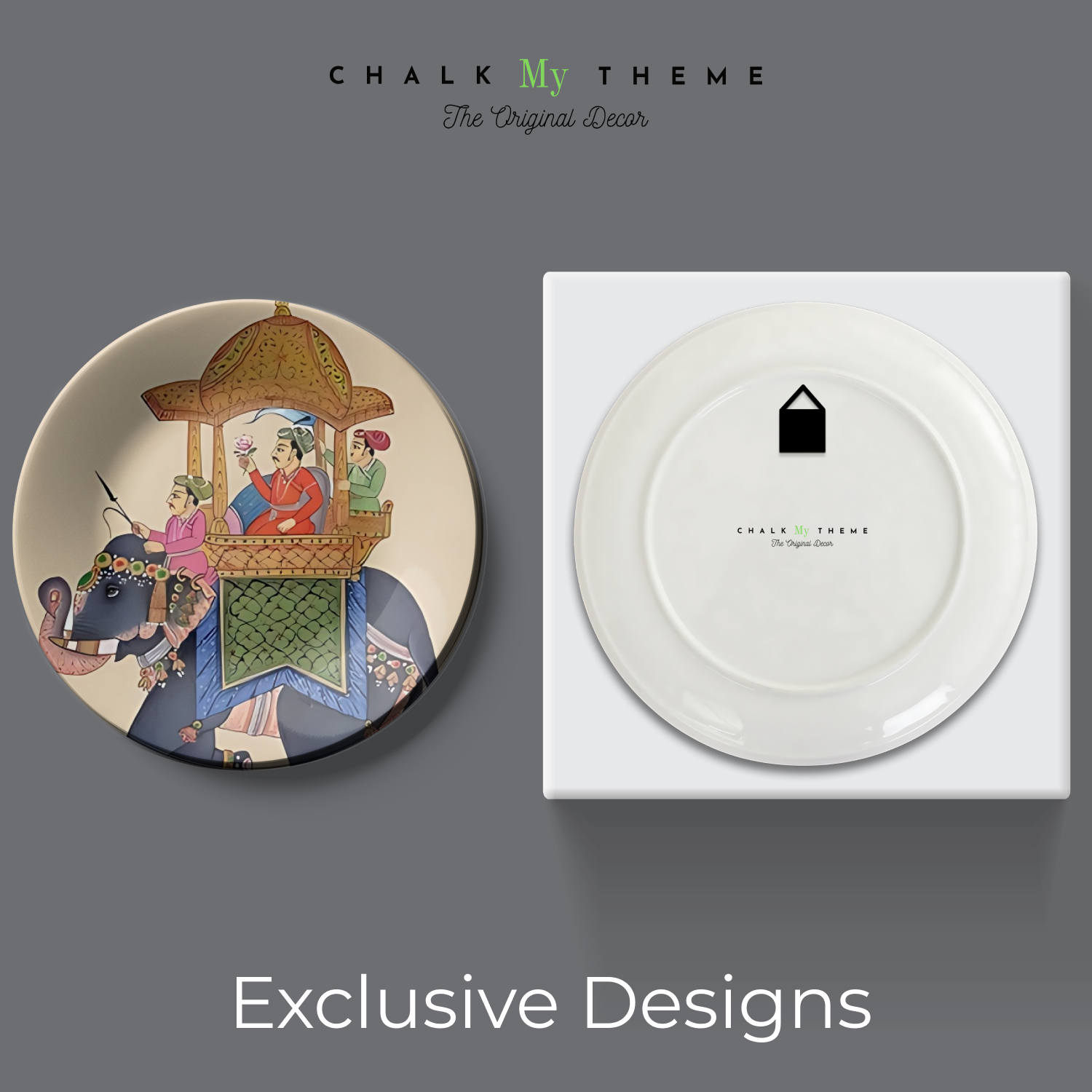 ceramic elephants traditional wall plate art