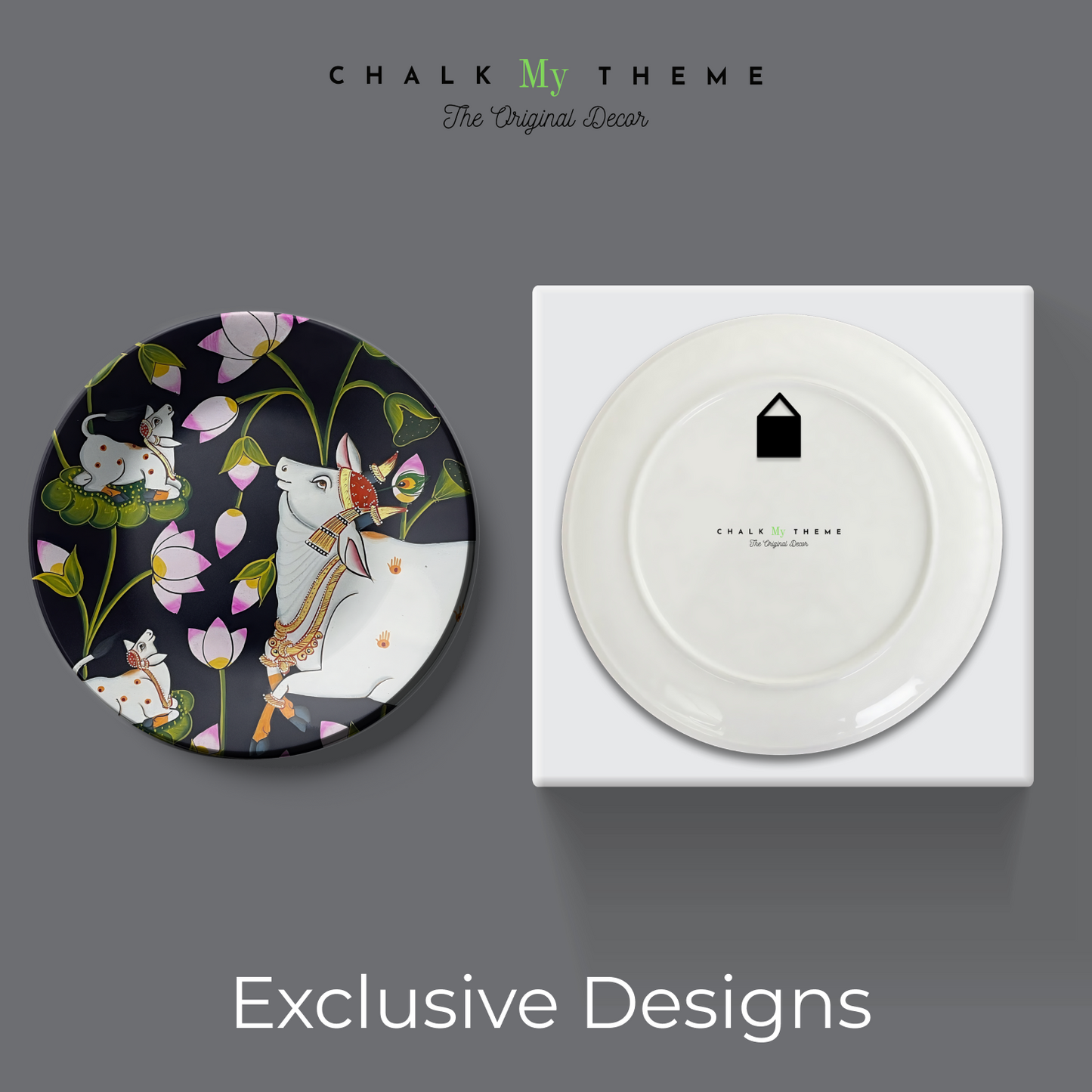 Decorative ceramic cow décor wall plates