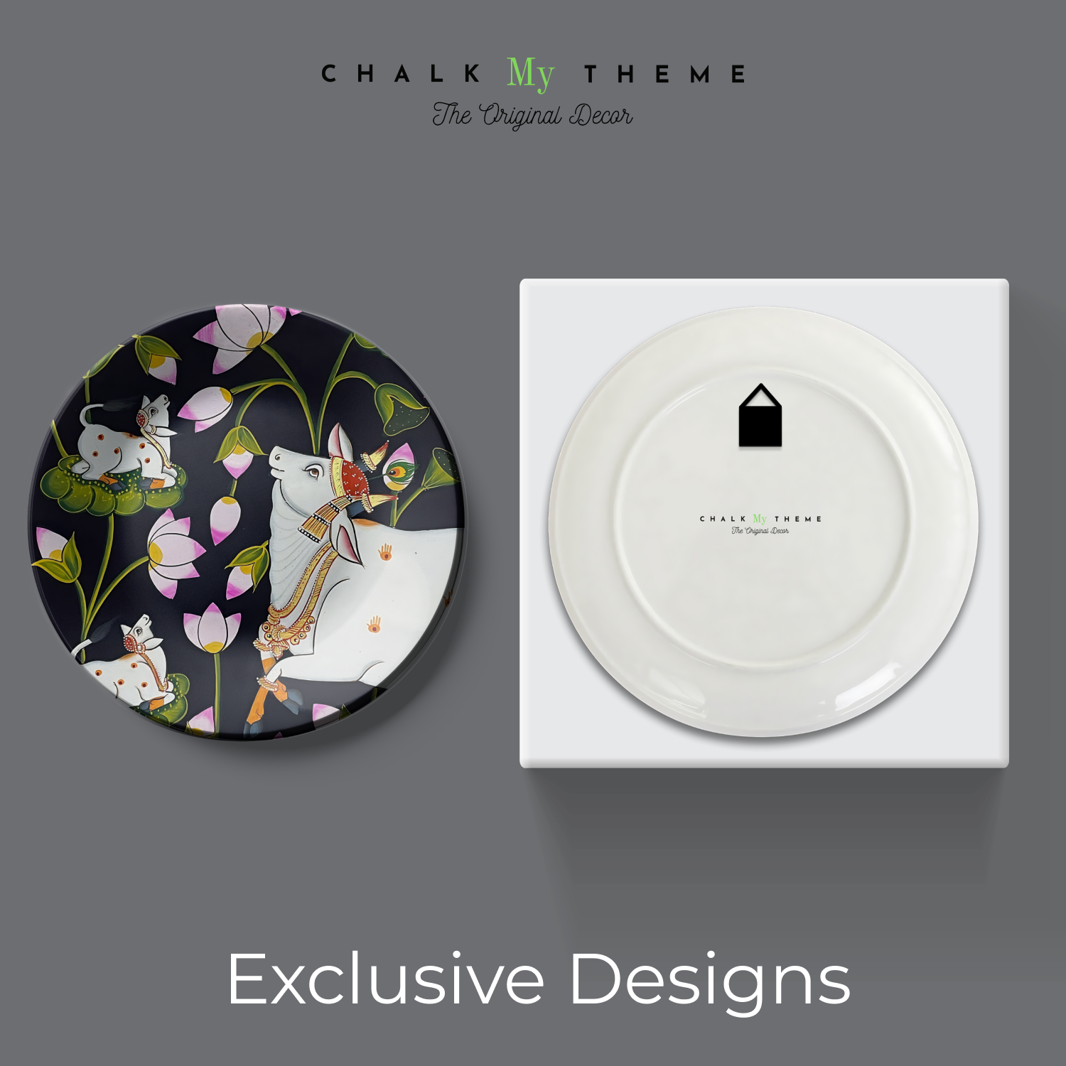 Decorative ceramic cow décor wall plates