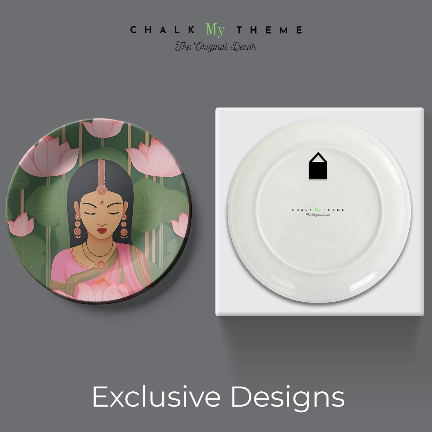 Trio of Lotus and Woman Wall Plates Décor Pieces for Symbolic and Elegant Walls
