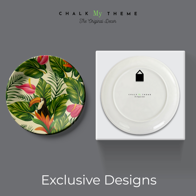 colorful stylish Tropical Paradise Inspired Wall Plate for gift