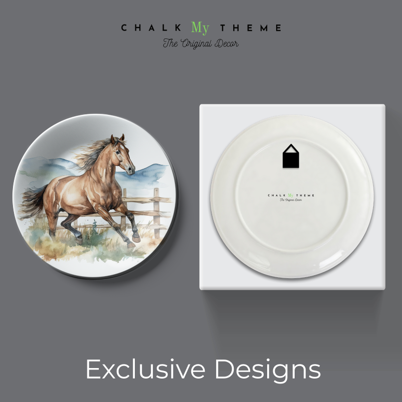 Set of 5 Running Horses Art Wall Plates Décor Reflecting the Beauty of Equine Movement