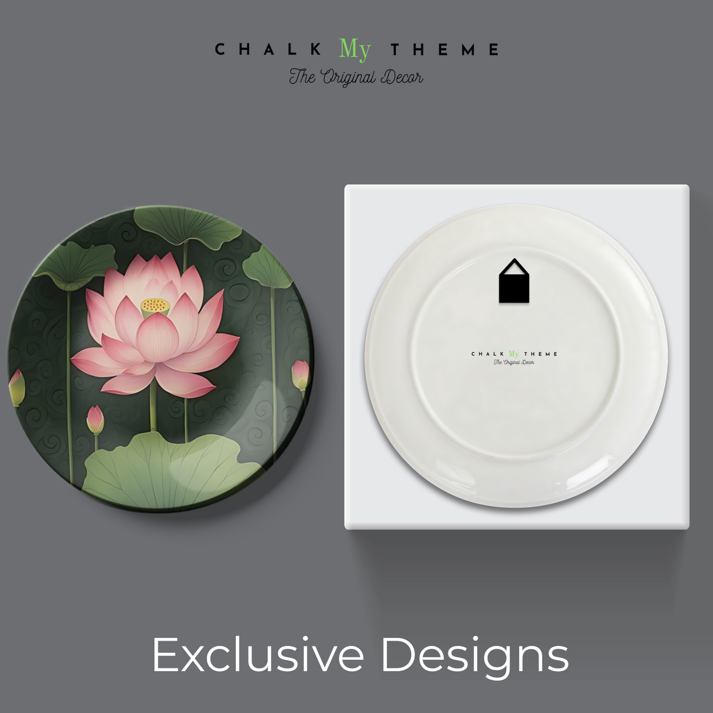 pink ceramic lotus plate wall art