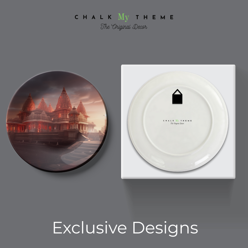 stylish and shining Shri Ram Ji Ayodhya Temple  ceramic wall plates for home decor