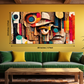 Abstract Colorful Portrait of Human Face Wood Print Wooden Wall Tiles Set