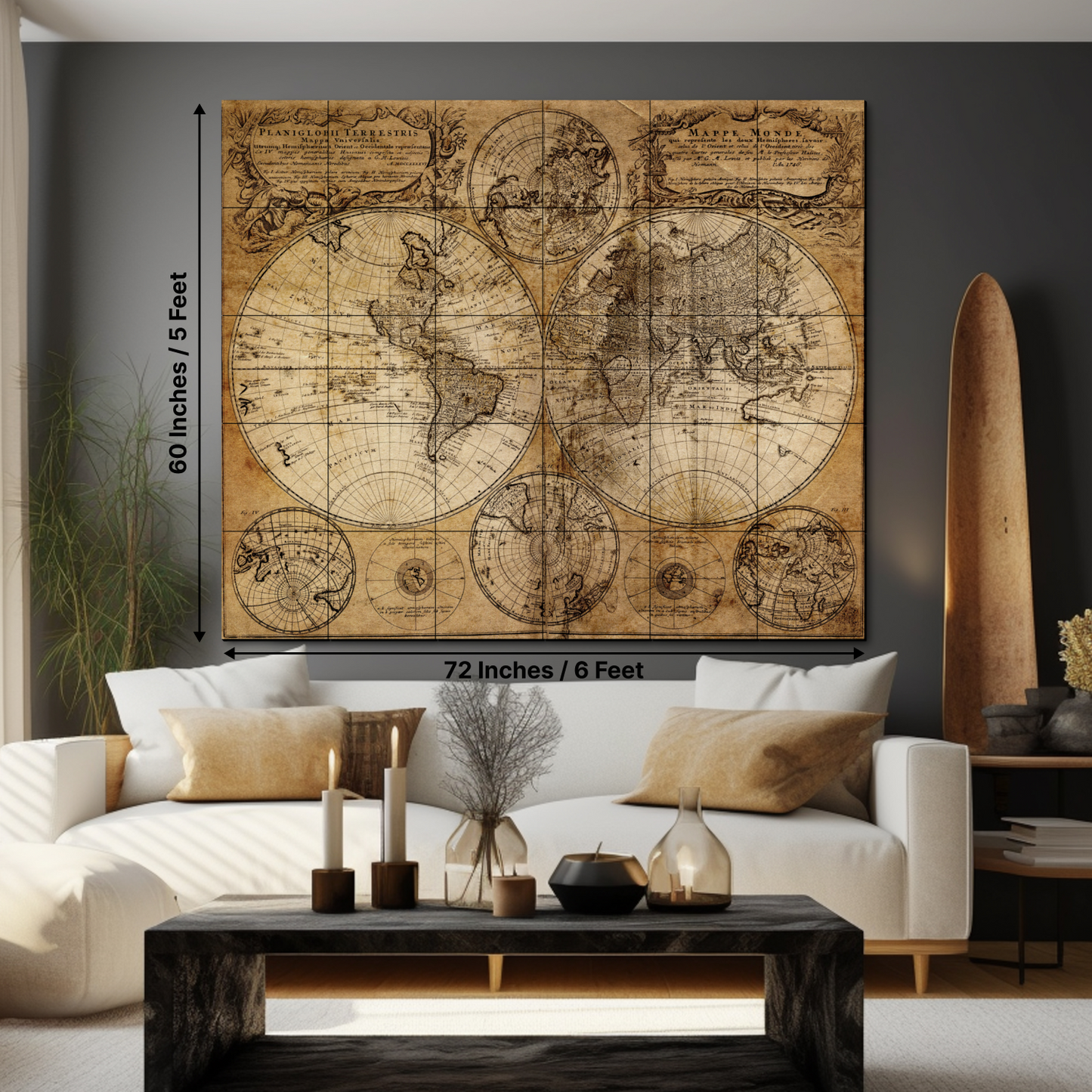 World Map Wood Print Wooden Wall Tiles Set