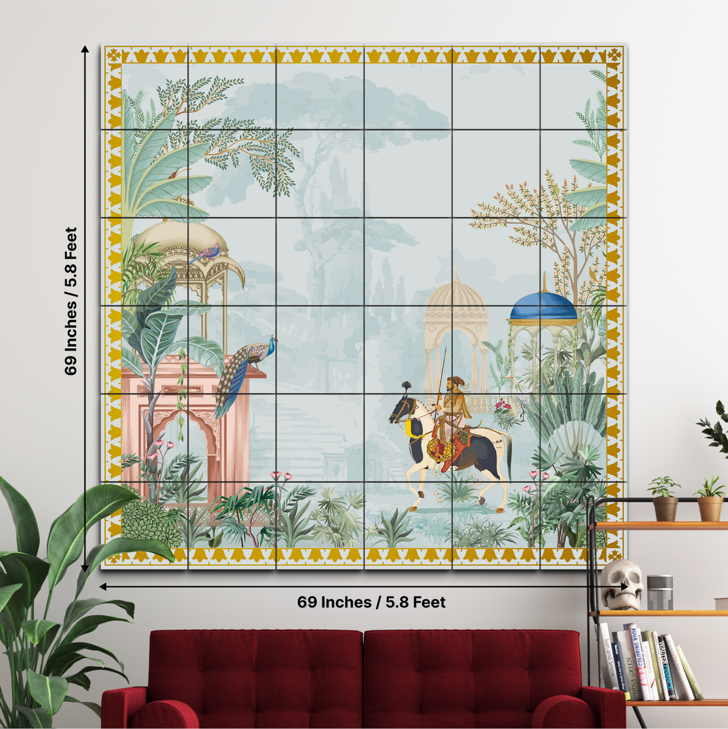 King Trotting Horse Royal Wood Print Wooden Wall Tiles Set
