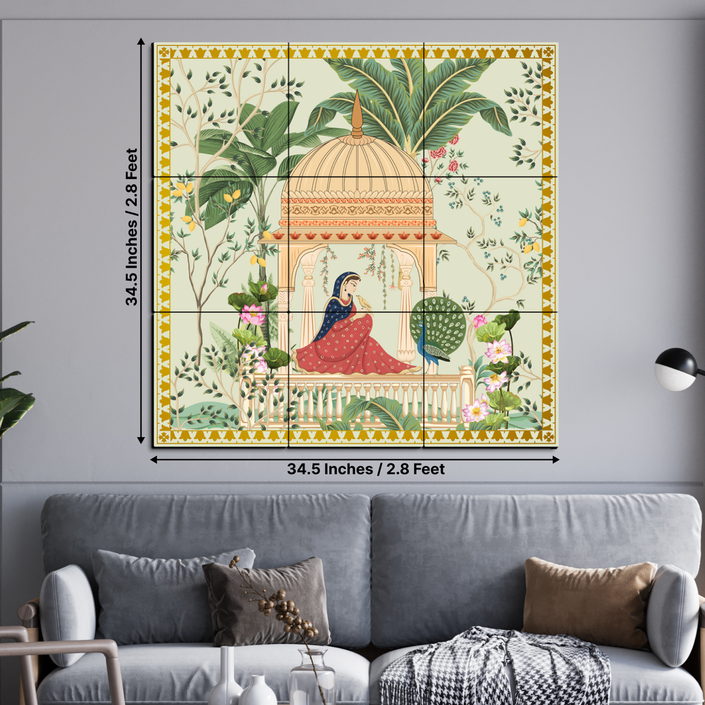Women Sitting In Cabana Royal Wood Print Wooden Wall Tiles Set