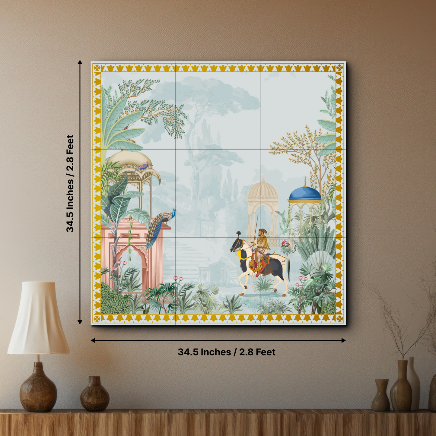 King Trotting Horse Royal Wood Print Wooden Wall Tiles Set