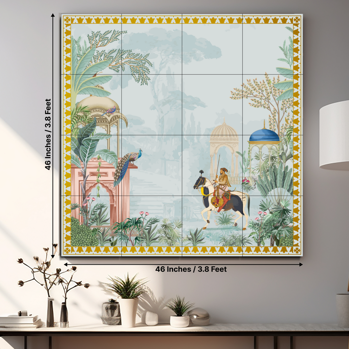 King Trotting Horse Royal Wood Print Wooden Wall Tiles Set