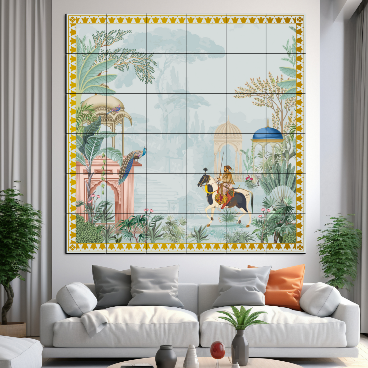 King Trotting Horse Royal Wood Print Wooden Wall Tiles Set