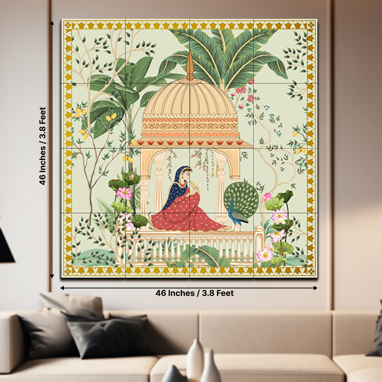 Women Sitting In Cabana Royal Wood Print Wooden Wall Tiles Set