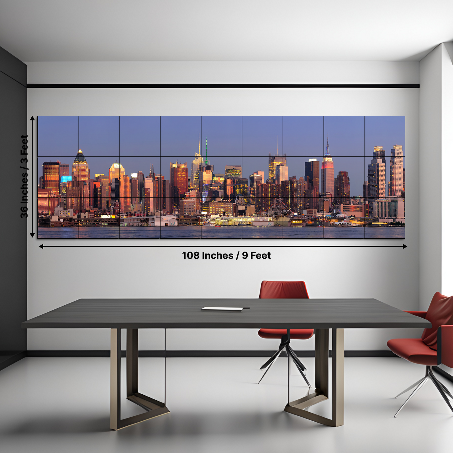 New York City Wood Print Wooden Wall Tiles Set